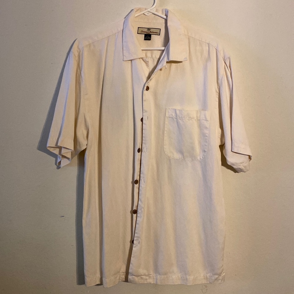 Men’s Tommy Bahamas embroidered cream Hawaiian shirt size small